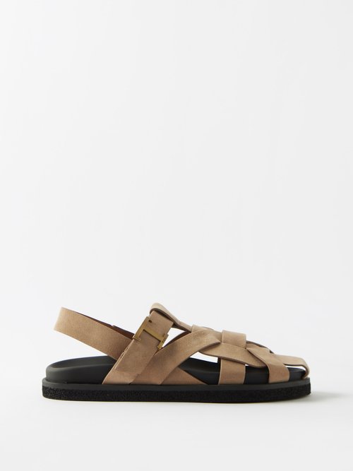 Tod's T Timeless Suede Sandals In Brown