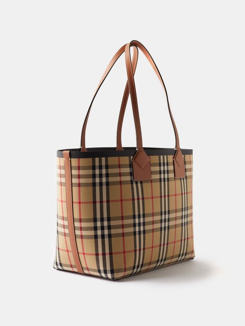 Burberry London Small Heritage-check Canvas Tote Bag In Beige Multi |  ModeSens