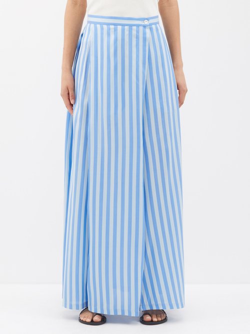 Thierry Colson High-waist Striped Cotton Maxi Skirt In Blue Stripe
