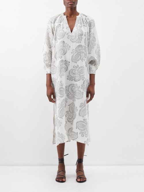 Jhula Paisley-print Cotton Midi Dress