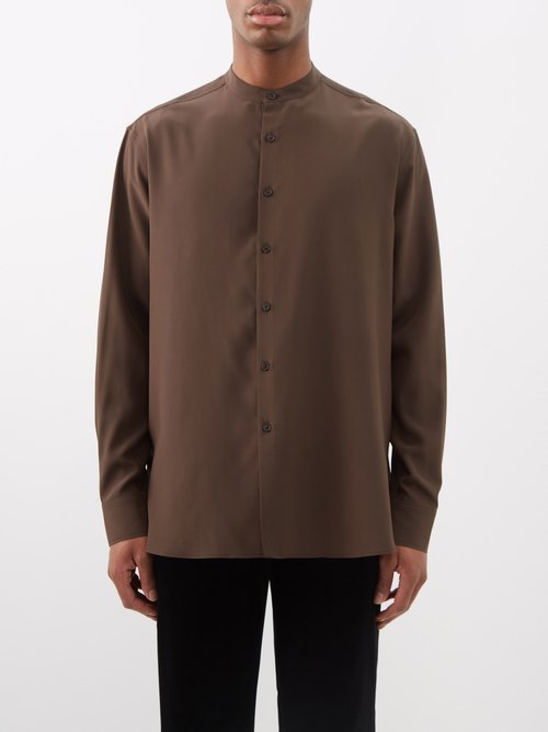 Nili Lotan - Maxcence Silk-twill Shirt - Mens - Brown