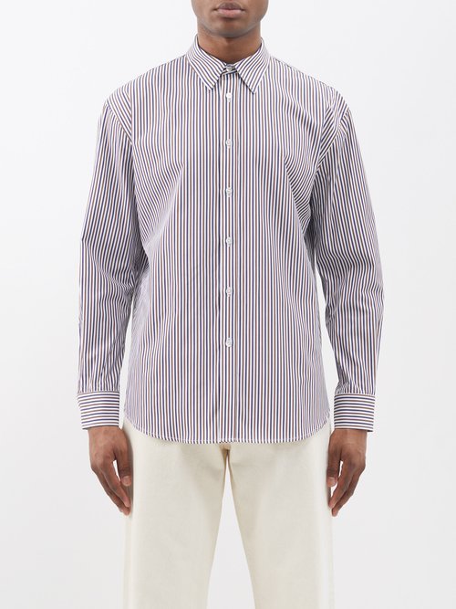 Nili Lotan Cristobal Striped Cotton-poplin Shirt In Blue