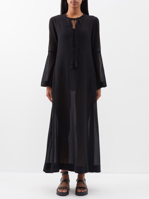 Three Graces London - Jenny Drawstring-front Cotton Dress - Womens - Black