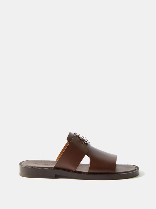 Burberry - Kingsgate Tb-monogram Leather Sandals - Mens - Brown