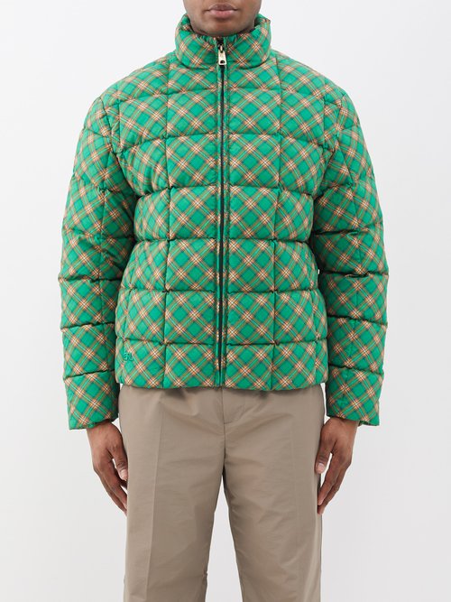 Erl - Plaid-print Quilted Cotton Jacket - Mens - Green Multi