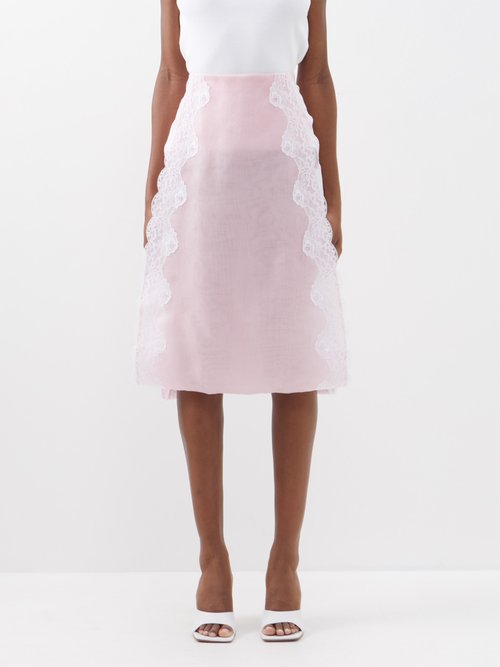 Christopher Kane - Lace-trim Organza Skirt - Womens - Pink