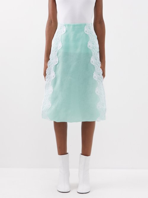 Christopher Kane - Lace-trim Organza Skirt - Womens - Green Mint