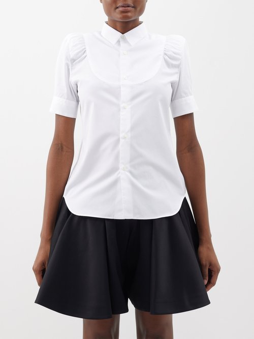 Noir Kei Ninomiya cape-sleeved cotton shirt - White