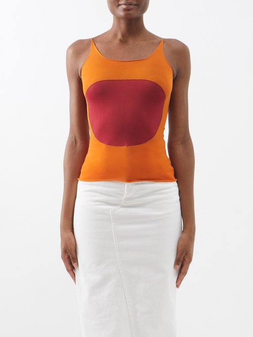 Marni - Embroidered Circle Knit Tank Top - Womens - Red Orange