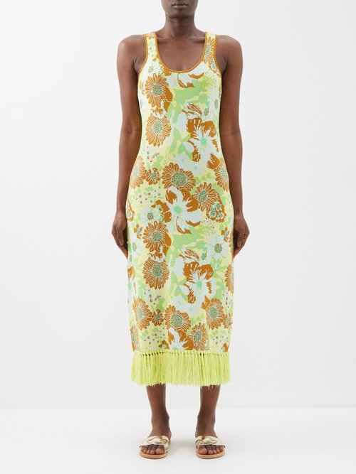 Ale mais - Wrenly Floral-jacquard Recycled-fibre Midi Dress - Womens - Multi