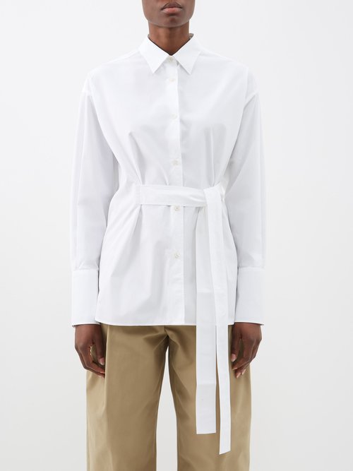 Studio Nicholson - Condell Tie-waist Cotton-poplin Shirt - Womens - White