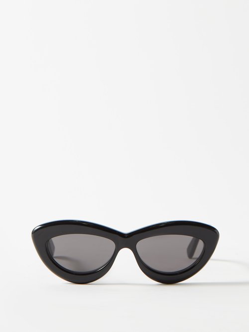 Loewe Eyewear - Oversized Cat-eye Acetate Sunglasses - Womens - Black