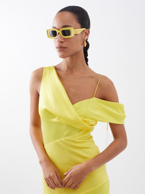 Loewe Eyewear - Rectangular Acetate Sunglasses - Womens - Yellow