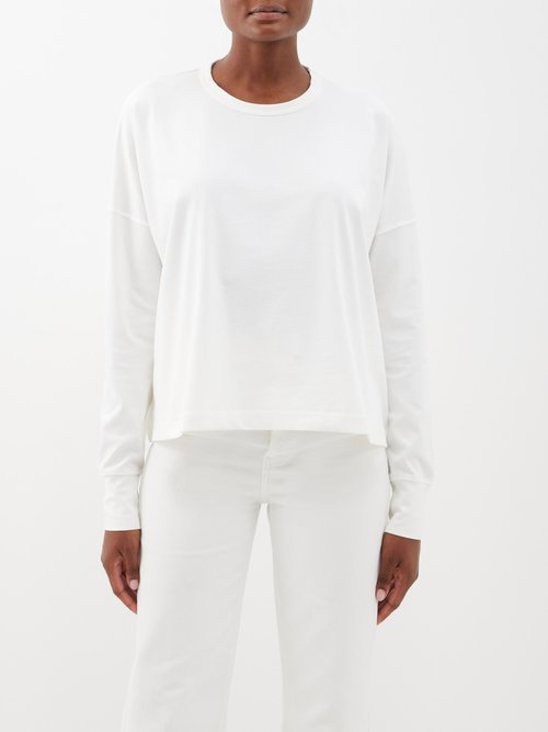 Studio Nicholson - Dropped-shoulder Cotton Long-sleeved T-shirt - Womens - White