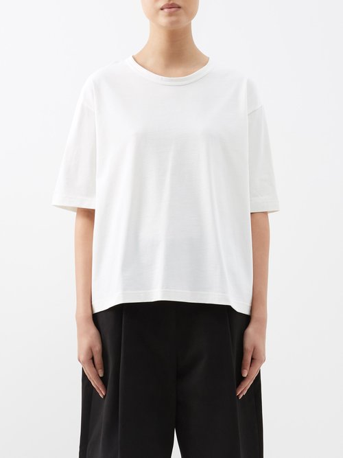 Studio Nicholson - Lee Cotton-jersey Cropped Oversized T-shirt - Womens - White