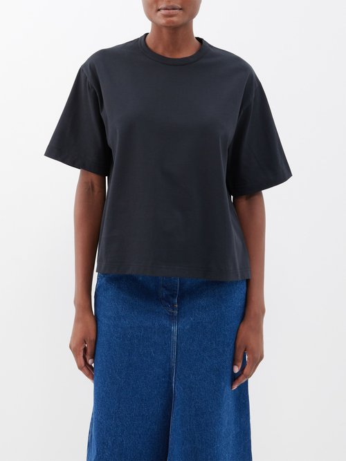 Studio Nicholson - Lee Cotton-jersey Cropped Oversized T-shirt - Womens - Black
