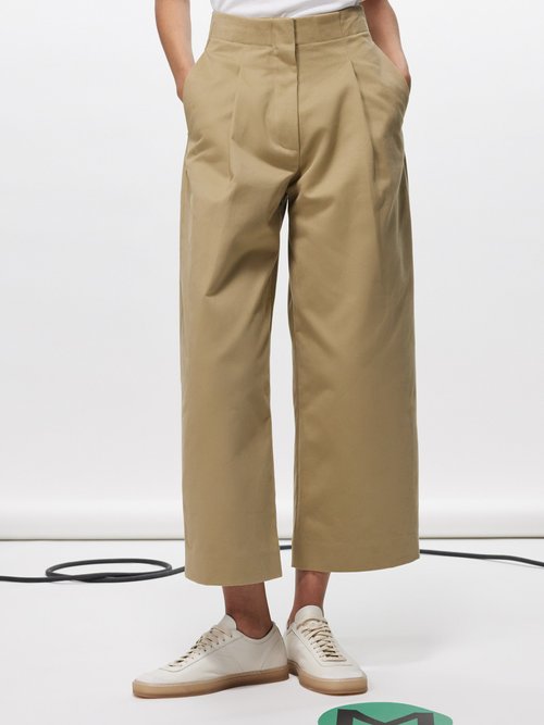 Studio Nicholson - Dordoni Pleated Cotton-twill Trousers - Womens - Tan