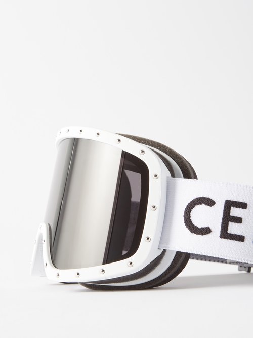 White Logo-jacquard ski goggles, Celine Eyewear