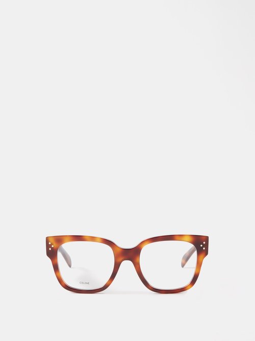 Celine Eyewear - Bold Story Square Acetate Glasses - Womens - Brown Multi