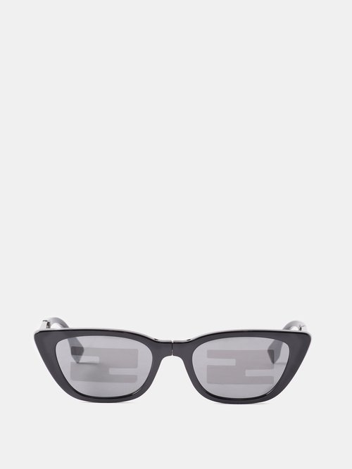 Fendi Eyewear - Baguette Foldable Cat-eye Acetate Sunglasses - Womens - Black Multi