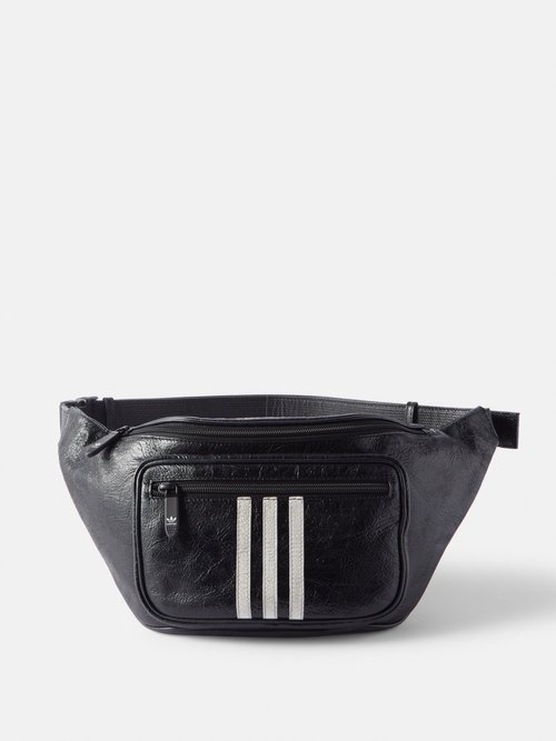 Balenciaga X Adidas Leather Belt Bag In Black/white