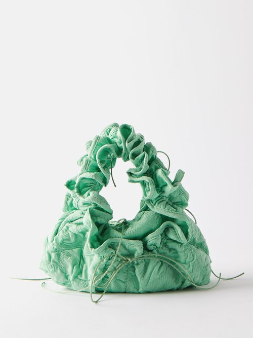 Cecilie Bahnsen Kiku Violiris Floral-jacquard Clutch Bag In Green