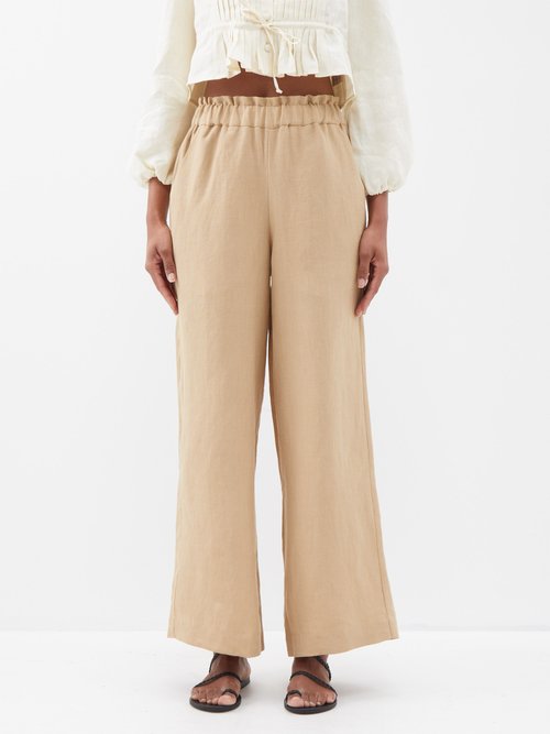 Casa Raki Natalia Organic-linen Wide-leg Trousers