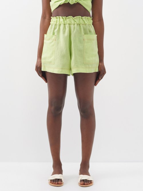 Casa Raki Emilia Elasticated-waist Organic-linen Shorts