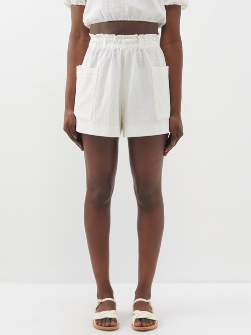 Casa Raki Emilia Geometric-jacquard Organic-cotton Shorts
