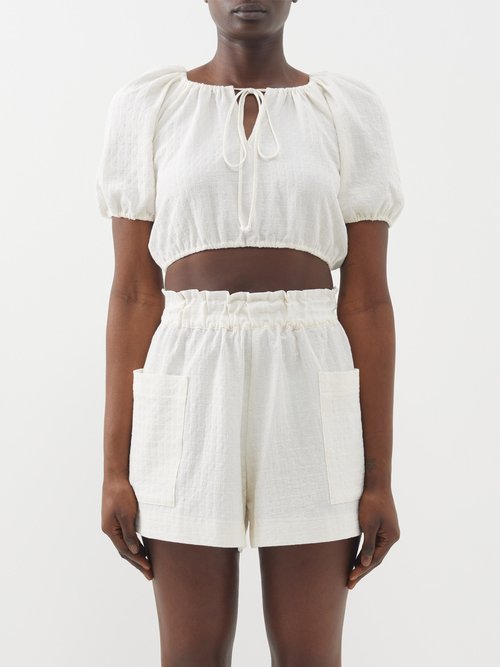 Casa Raki – Rosa Puff-sleeve Organic-cotton Blouse – Womens – White