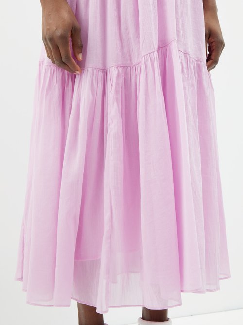 Bealisa Ruched Cotton Silk Maxi Dress