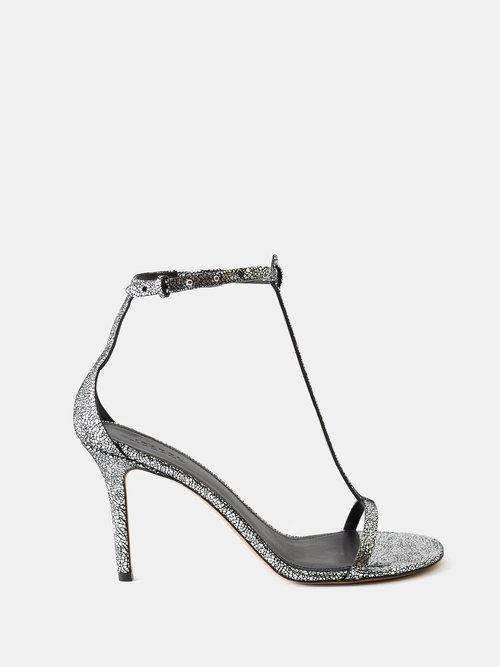 Isabel Marant Enari Metallic-leather Sandals In Silver