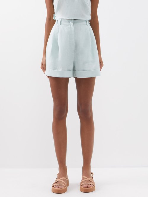 Casa Raki Clementina Pleated Organic-linen Shorts