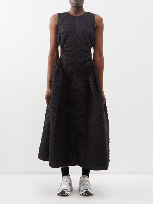 Cecilie Bahnsen Samara Nimbus Cotton-blend Midi Dress In Black