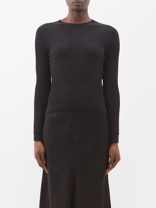 Cecilie Bahnsen Jayla Backless Ribbed-knit Top In Black | ModeSens