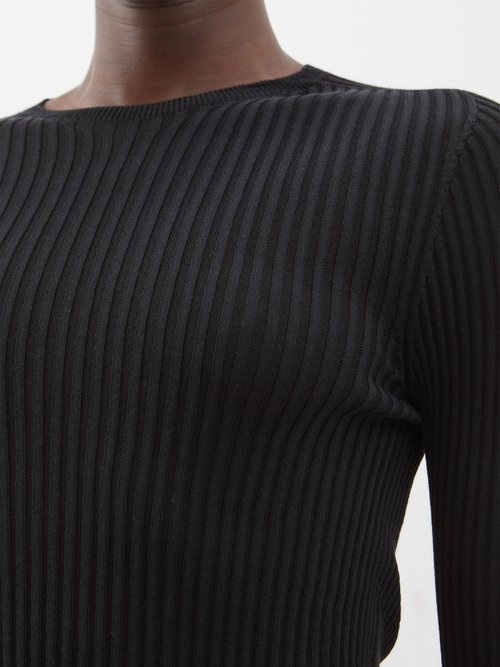 Cecilie Bahnsen Jayla Backless Ribbed-knit Top In Black | ModeSens