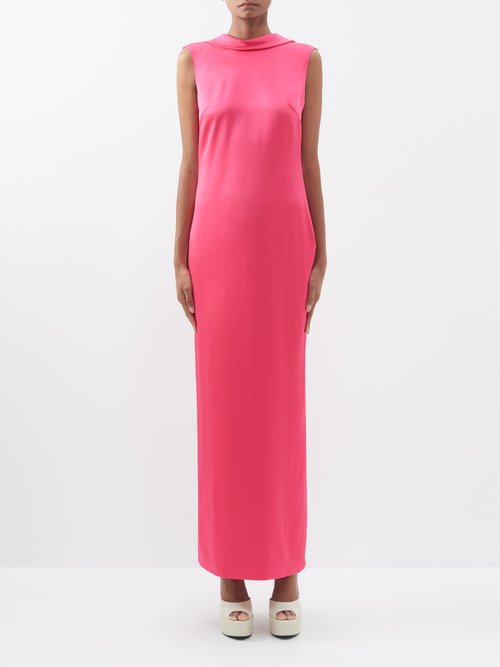 Versace - Cowl-back Satin Gown - Womens - Pink