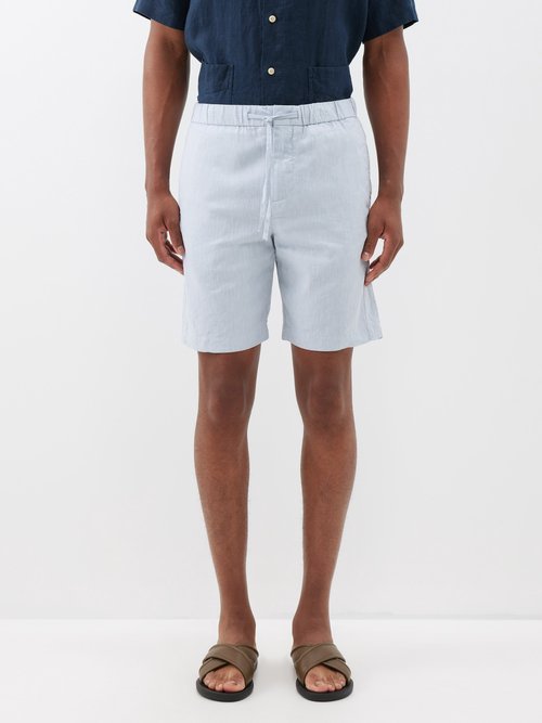 frescobol carioca - felipe drawstring linen-blend shorts mens light blue