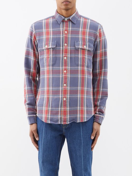 polo ralph lauren - classic-fit checked cotton-flannel shirt mens red multi