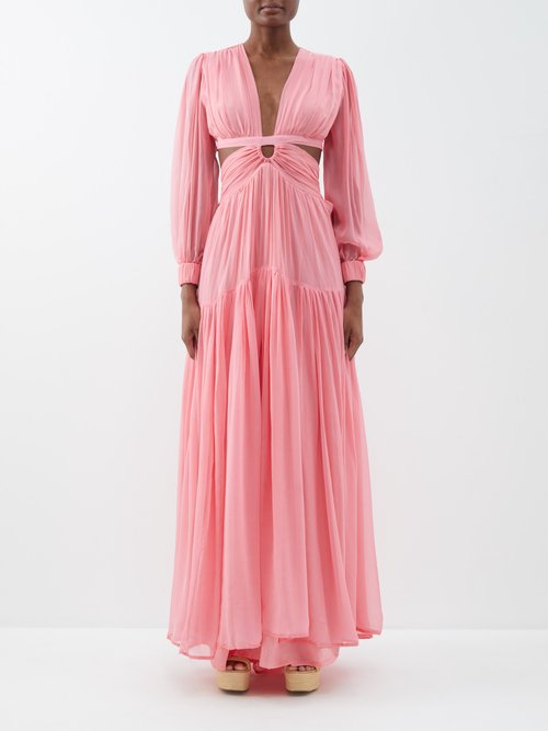 Hannah Artwear Soraya Cutout Silk-habotai Maxi Dress