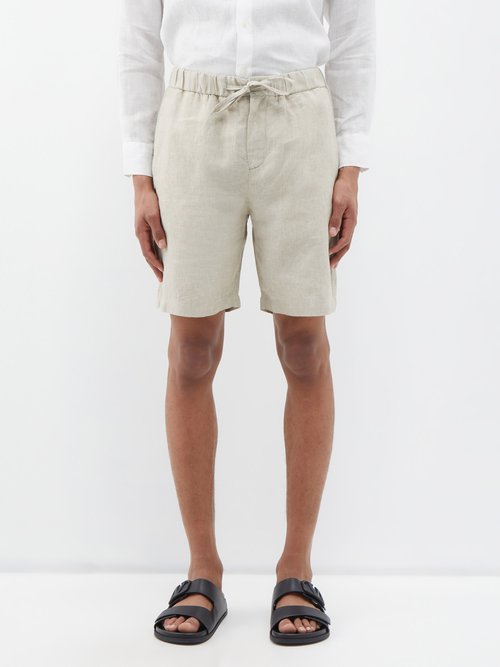 frescobol carioca - felipe drawstring linen shorts mens beige
