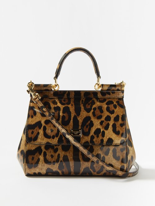 DOLCE & GABBANA Miss Sicily Leopard Print Top Handle Bag