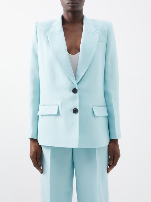 Roland Mouret - Single-breasted Wool-blend Suit Jacket - Womens - Blue