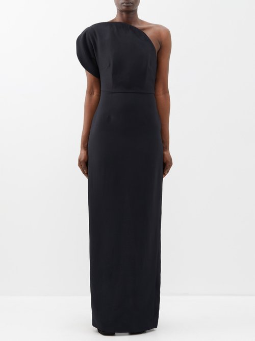 Roland Mouret - One-shoulder Wool-blend Dress - Womens - Black