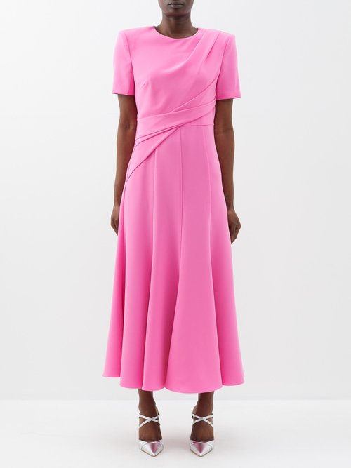 Roland Mouret - Twisted-panel Cady Midi Dress - Womens - Pink