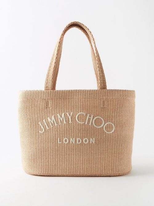 Jimmy Choo Beach Woven-raffia Tote Bag In Beige