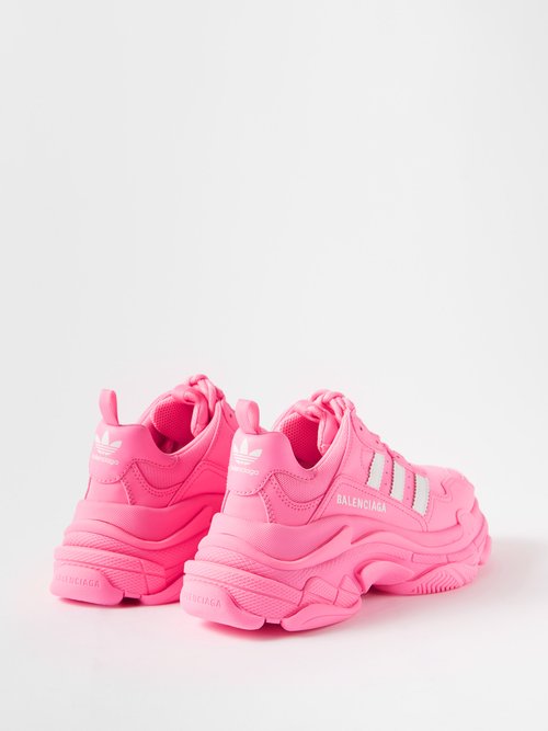 Balenciaga Triple S Faux-Leather Sneakers - Pink
