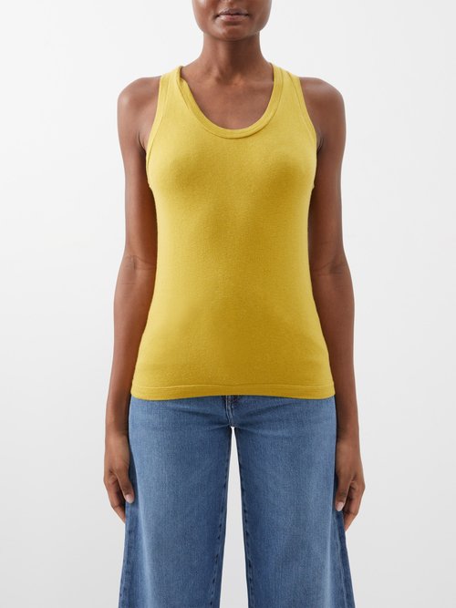Extreme Cashmere - Cotton And Cashmere-blend Vest - Womens - Yellow Brown