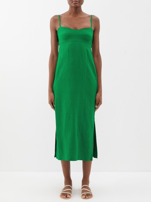 haight - agatha side-slit midi dress womens emerald
