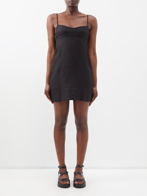 haight - patricia linen mini dress womens black